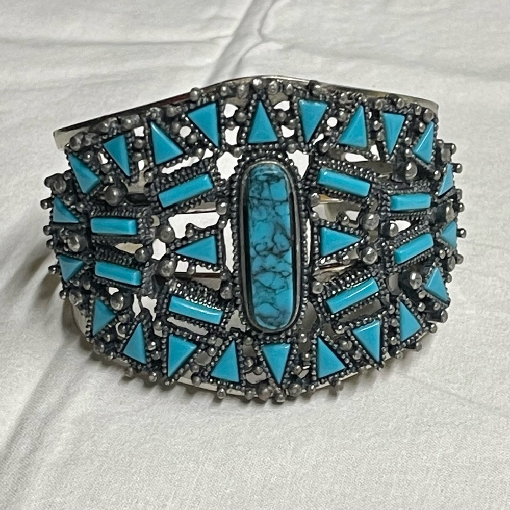 Turquoise and silver cuff bracelet